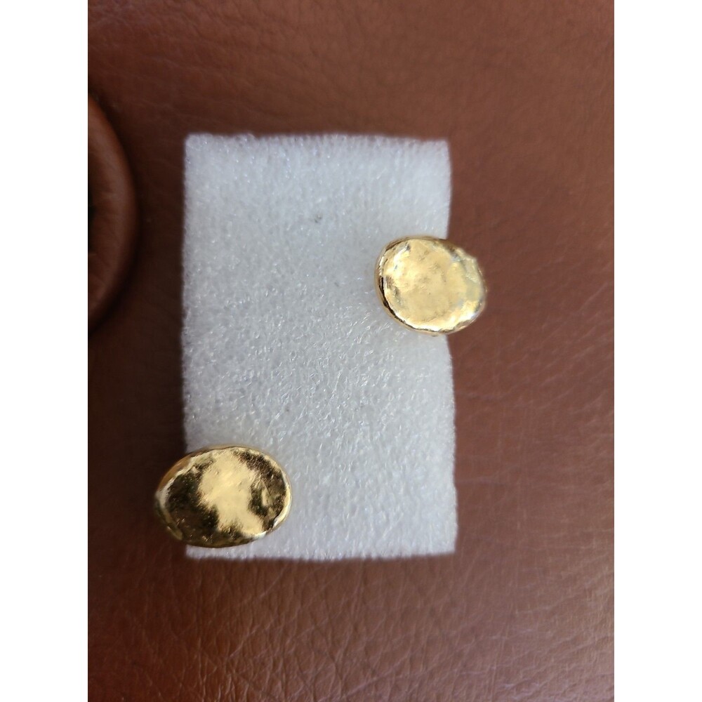 Vintage Napier Clip On Earrings Gold Tone Discs Signed Costume Jewelry